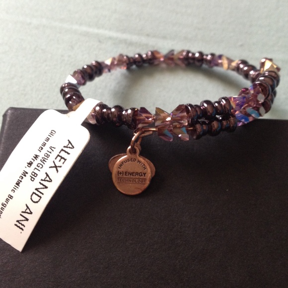 Alex And Ani Glimmer Wrap Metallic Burgundy NWT - Picture 6 of 6